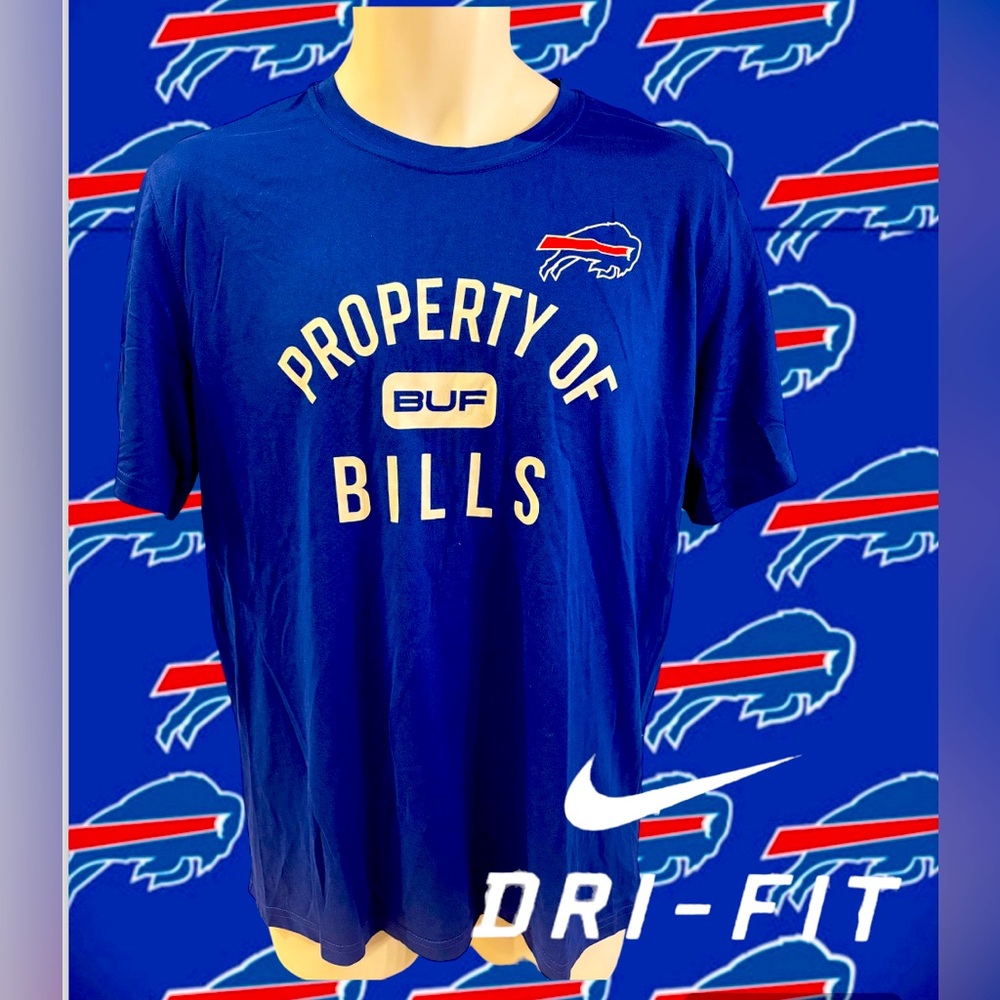 Buffalo Bills Mafia NFL Nike Dri-Fit Men’s Large L Polyester Wick Blue Shirt NWT